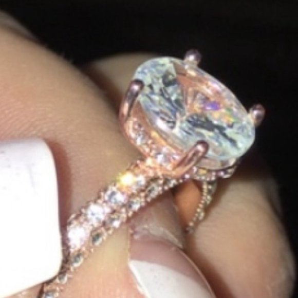 2.5 OVAL 14K SOLID ROSE GOLD ENGAGEMENT RING NWT - Picture 2 of 4